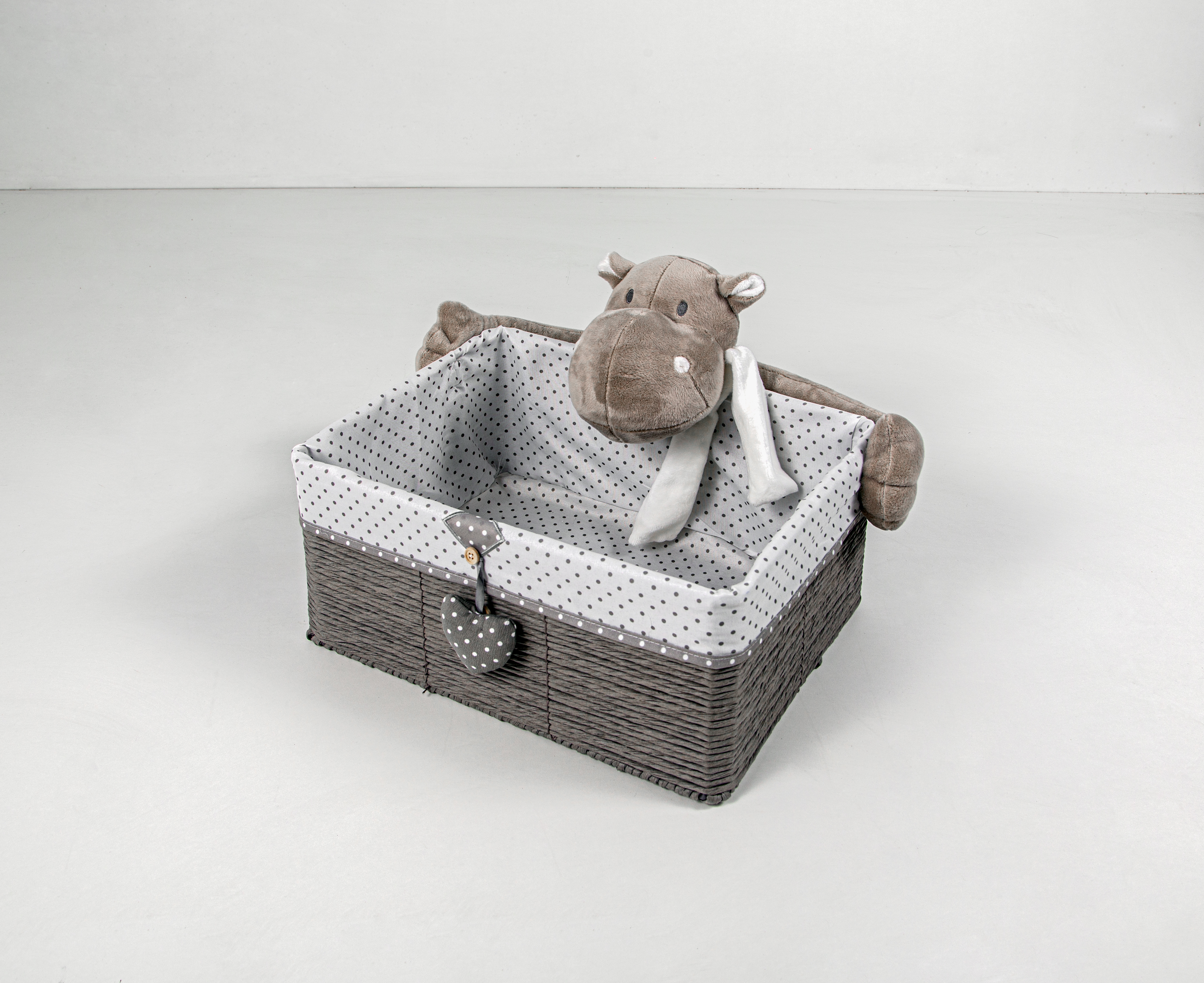 CAJA ORGANIZADORA PARA NINOS DISENO HIPPO GRIS OSCURO GRANDE XTF20-5TK02 (40 x 30 x 18cm)