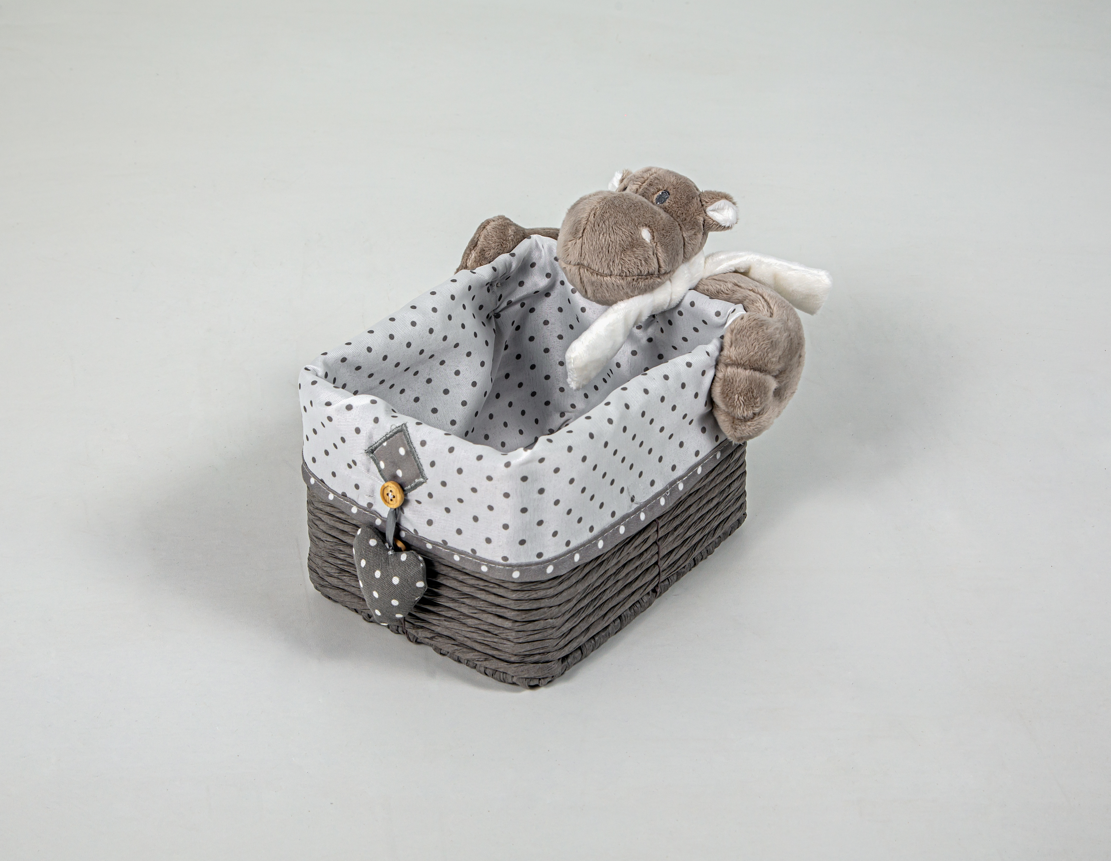 CAJA ORGANIZADORA PARA NINOS DISENO HIPPO GRIS OSCURO PEQUENO XTF20-5TK04 (20 x 16 x 12cm)