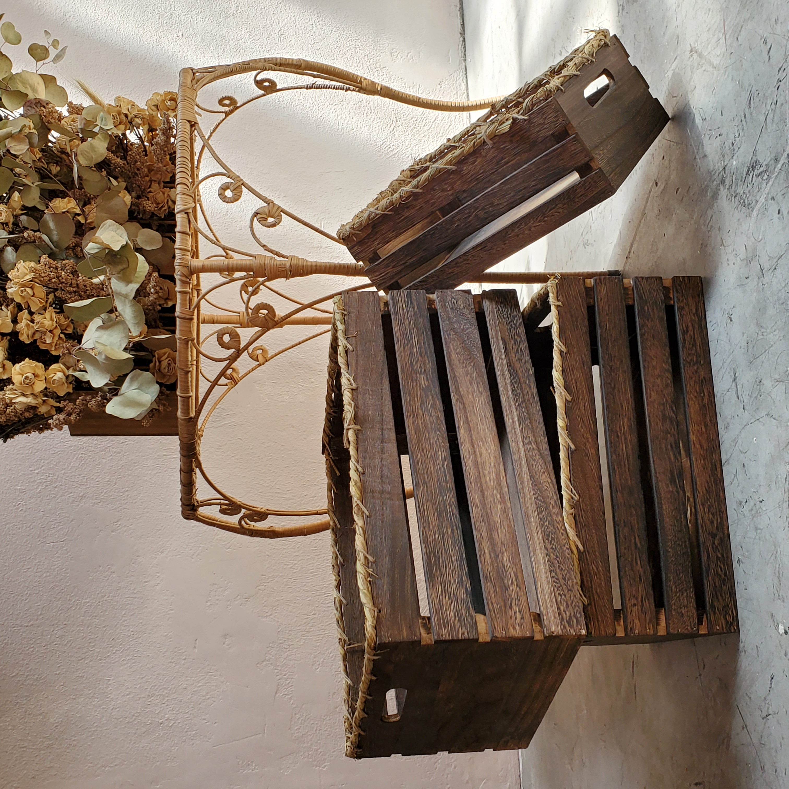 CESTA DE MADERA DE PAULOWNIA MEDIANA GHFB0610M (35 x 25 x 16cm)