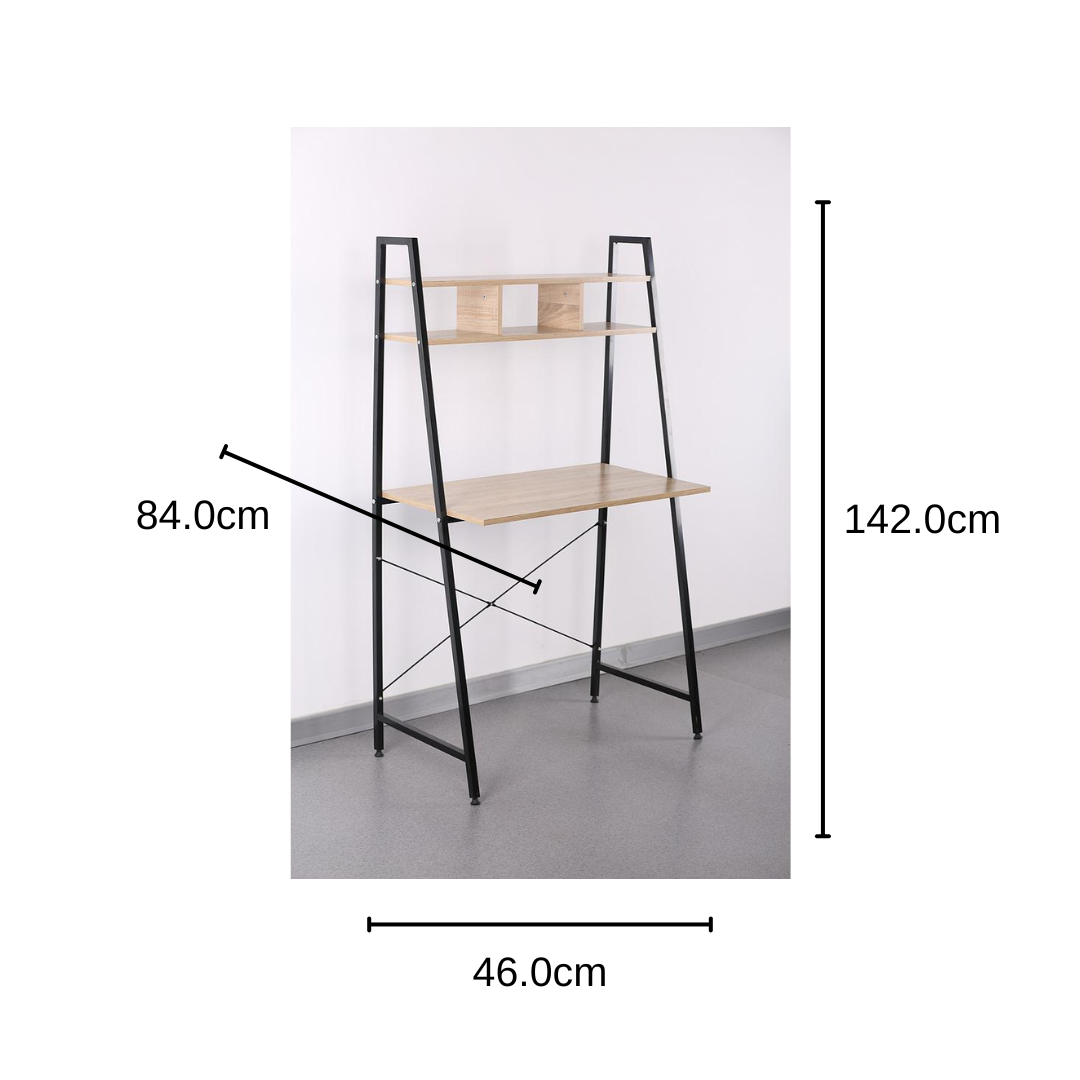 ESCRITORIO CON ESTANTE INDUSTRIAL COLOR NEGRO XXZ8444A (142 x 84 x 46cm) 1