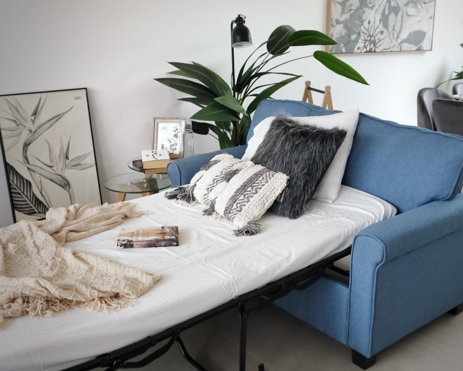 SOFA CAMA MURCIA UNA PLAZA TEXTIL AZUL HFT-002  (95 x 180cm) 3