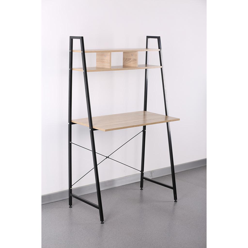 ESCRITORIO CON ESTANTE INDUSTRIAL COLOR NEGRO XXZ8444A (142 x 84 x 46cm)
