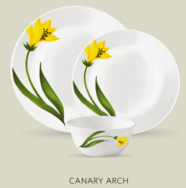 JUEGO VAJILLA OPAL IVORY CANARY ARCH 20PZS S03877CA