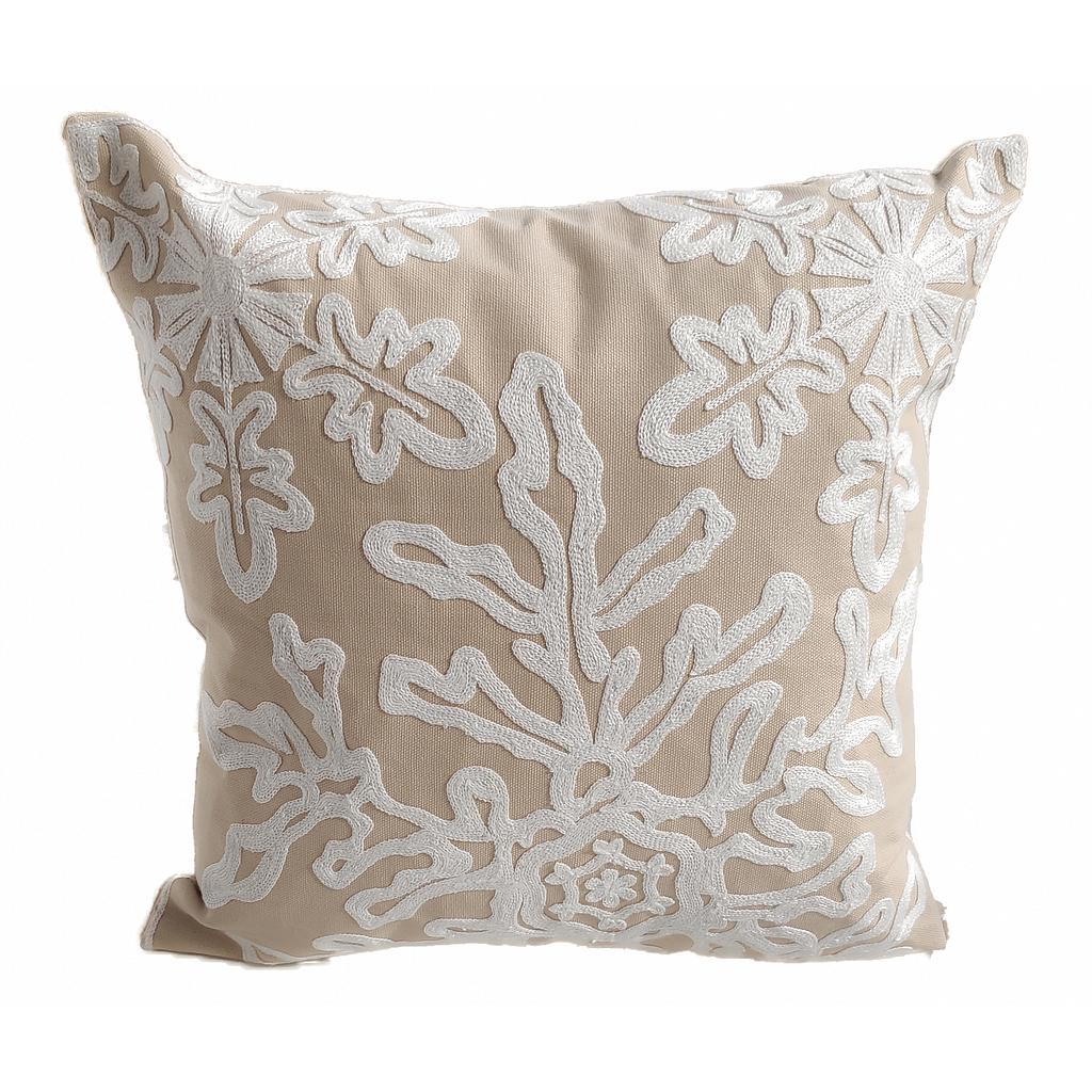 COJIN NAVIDEÑO BEIGE DISEÑO COPOS DE NIEVE 2HM53-10 (45 x 45cm)