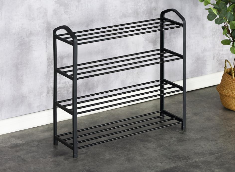 ZAPATERA HORIZONTAL METALICA 4 NIVELES NEGRO XJ43K (62 x 20 x 62cm)
