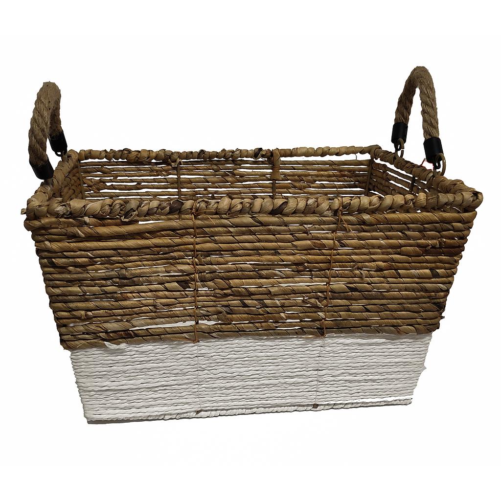 CESTA DE CUERDAS RECTANGULAR BASE FIBRA PAPEL CON MANGOS GRANDE GHNB178GR (42 x 32 x 24cm)