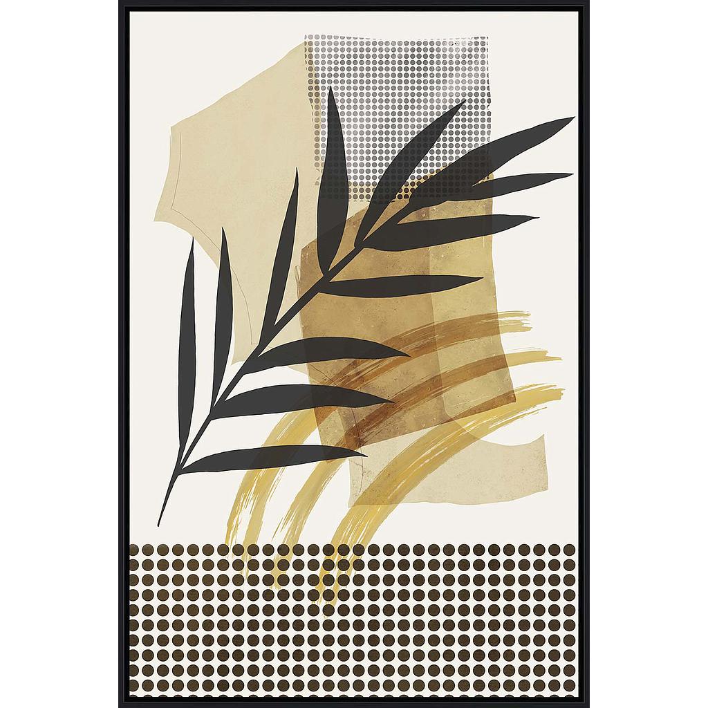 CUADRO HOJAS BAMBÚ NEGRO Y BEIGE 15352 (90 x 60cm)