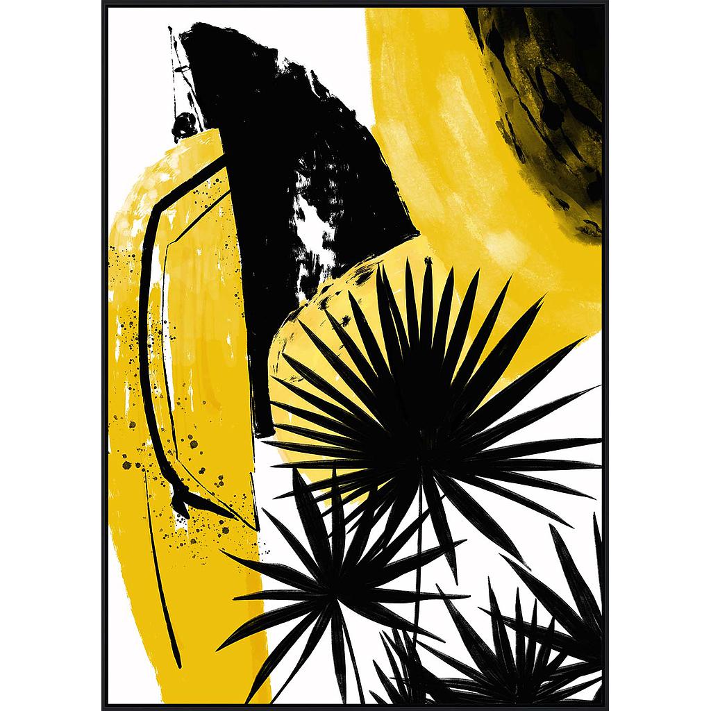 CUADRO PALMERA NEGRO Y AMARILLO 12316 (140 x 100cm)