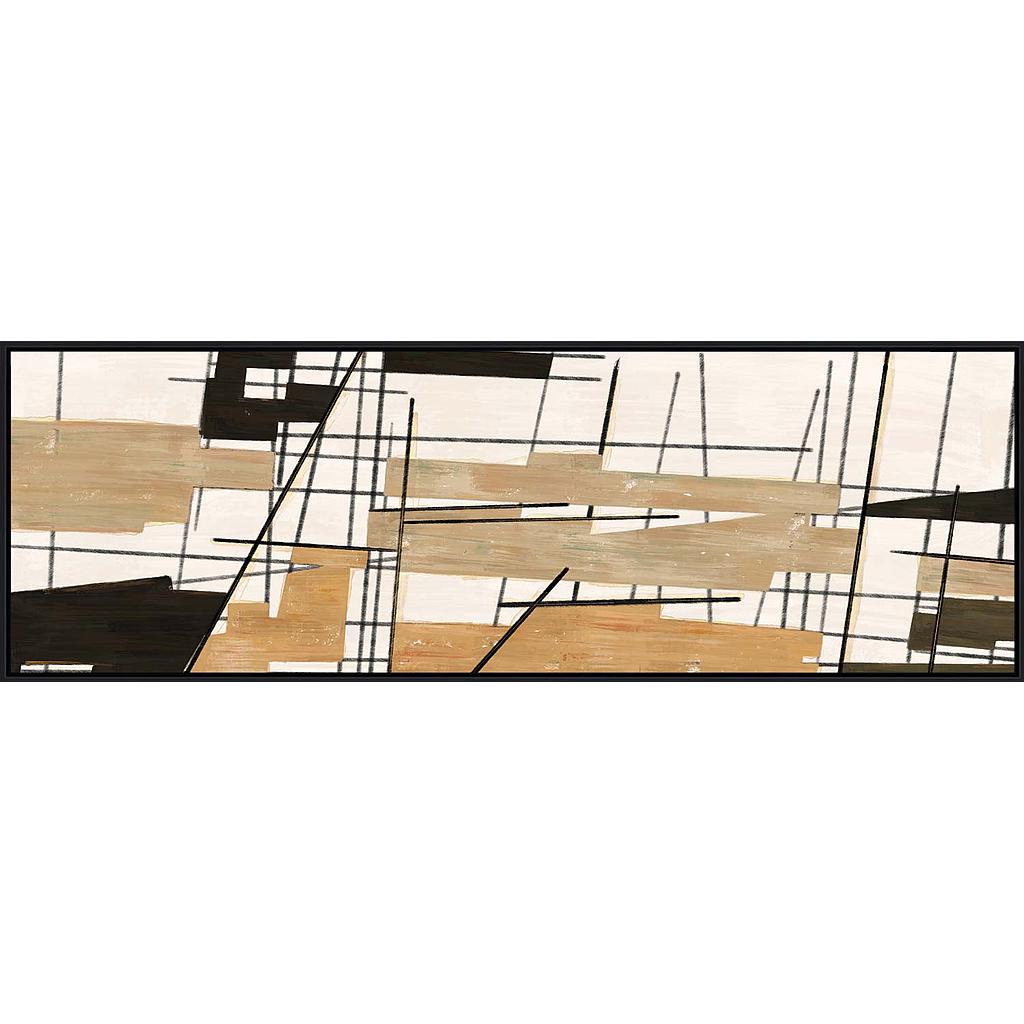 CUADRO ABSTRACTO LINEAS BEIGE Y NEGRO 13303 (50 x 150cm)
