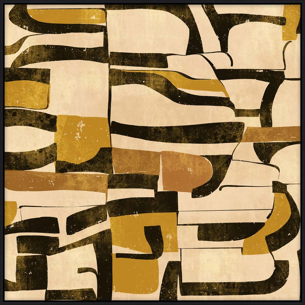 CUADRO ABSTRACTO COLLAGE CAFE Y NEGRO 14083 (100 x 100cm)