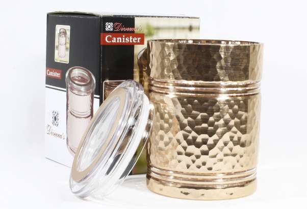 CONTENEDOR ALMACENAMIENTO ACRILICO CON TAPA DORADO S05142 (11 x 14cm)
