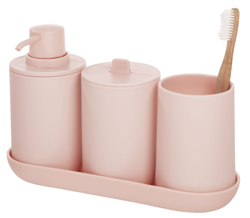 SET ACCESORIOS DE BANO ROSADO 4PZS INTER 28731 (24.5 x 16 x 9cm)