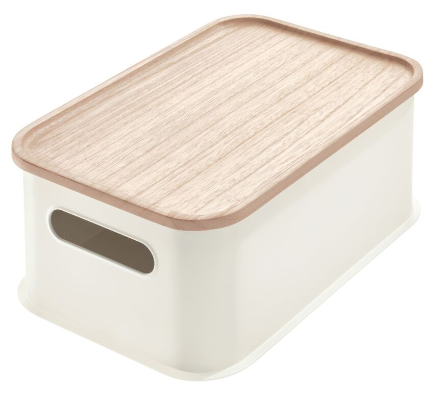 ORGANIZADOR MULTIUSO BLANCO CON TAPA MADERA INTER 08611 (21.6 x 30.5 x 12.7cm)