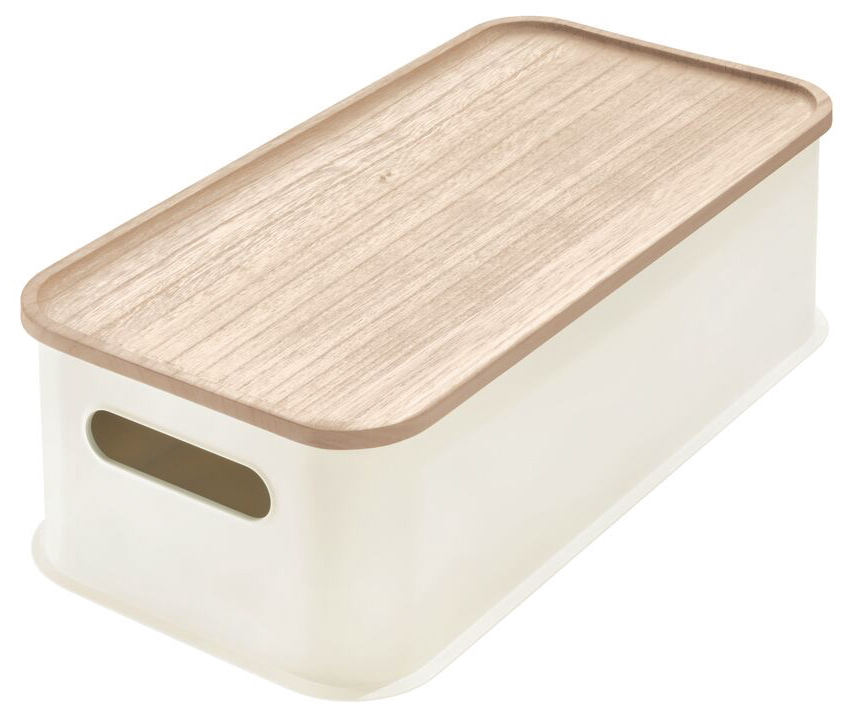 ORGANIZADOR MULTIUSO BLANCO CON TAPA MADERA INTER 08671 (21.6 x 43.2 x 12.7cm)
