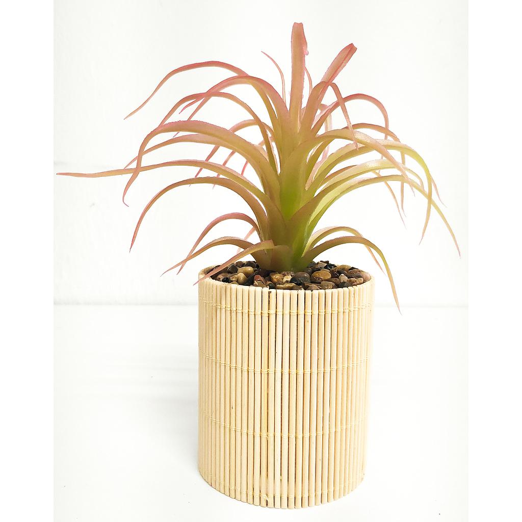 PLANTA ARTIFICIAL EN MACETERO DE BAMBOO HZ1952420C (8 x 8 x 19cm)