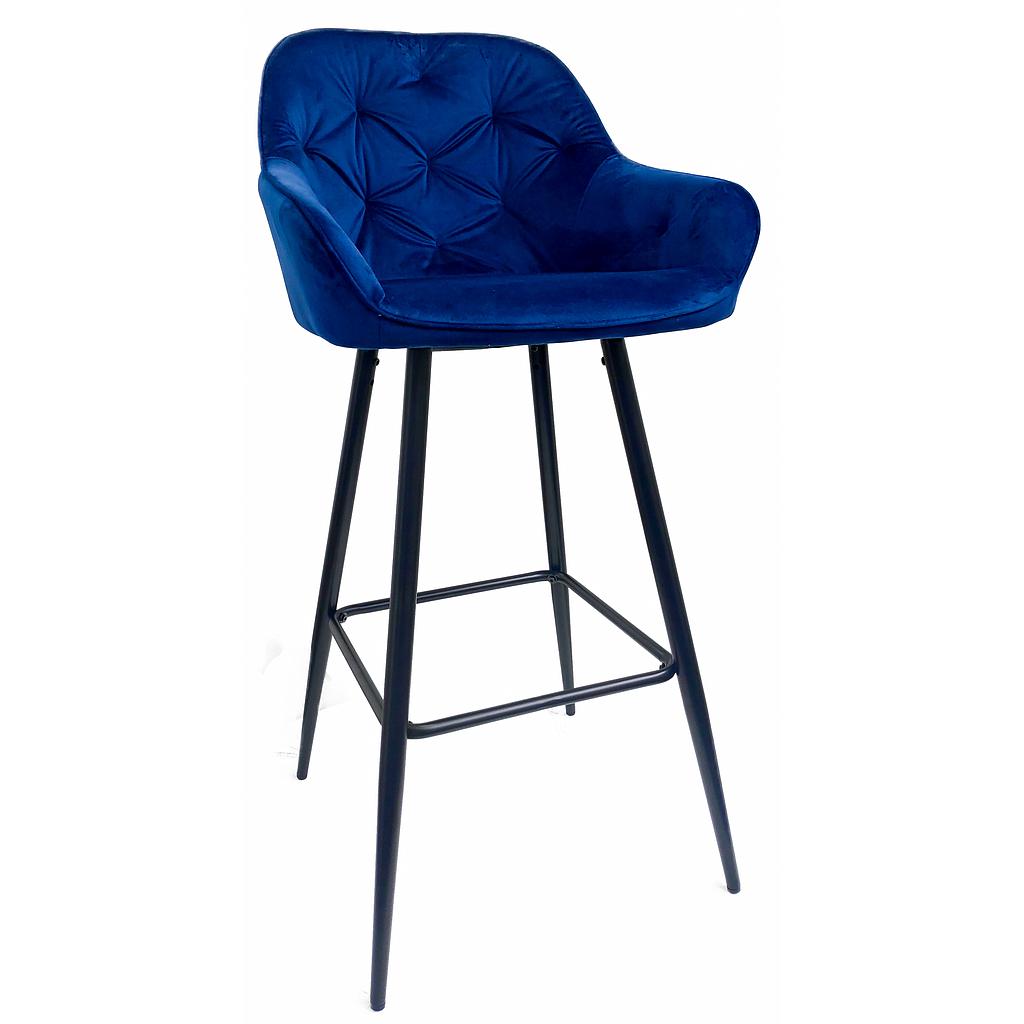 TABURETE CHURCHIL TERCIOPELO AZUL PATAS NEGRAS UDC9124-V108-95 (105 x 70 x 53cm)