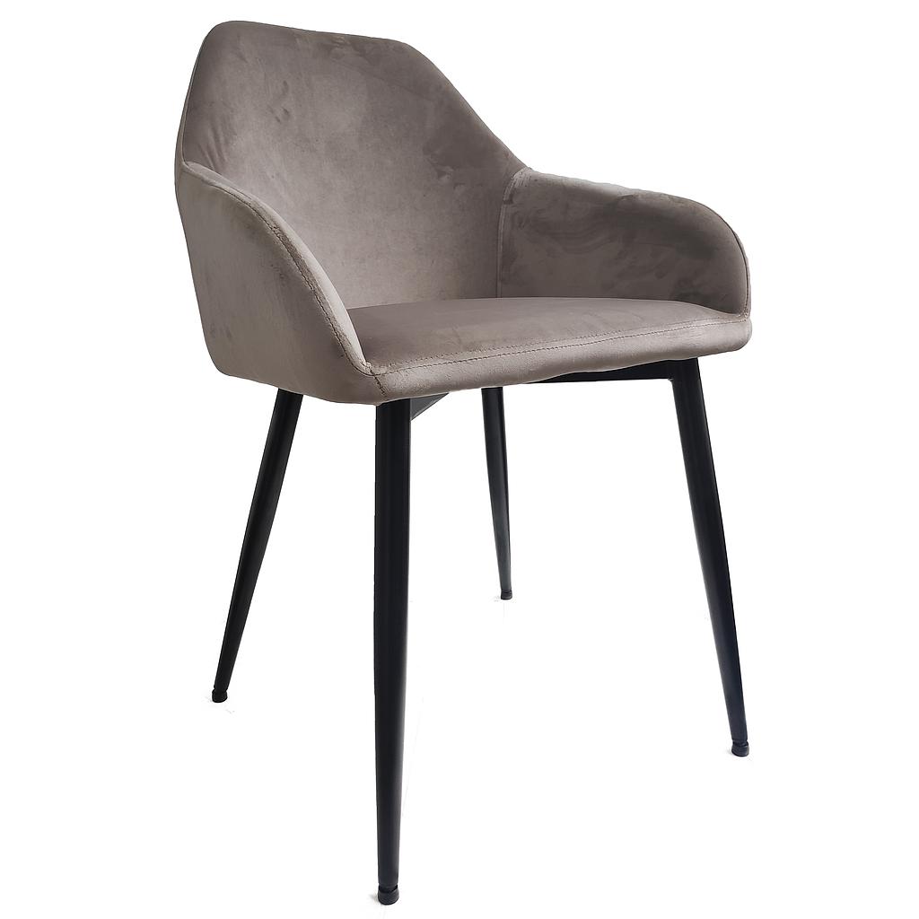 SILLA NEWTON TERCIOPELO BEIGE PATAS NEGRAS UDC21001-V108-80
