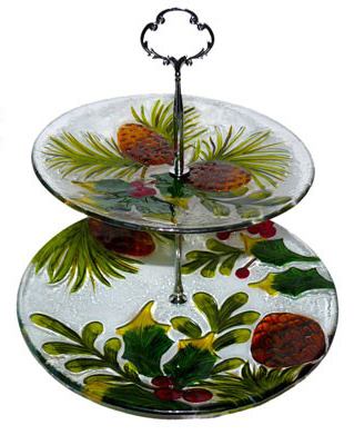 BANDEJA SERVICIO NAVIDENA 2 NIVELES 523912 (25 x 26 x 26cm)