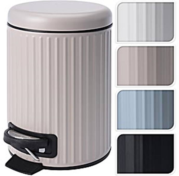 BASURERO METALICO CON PEDAL BEIGE 106000010C (25.5 x 17 / 3lt.)