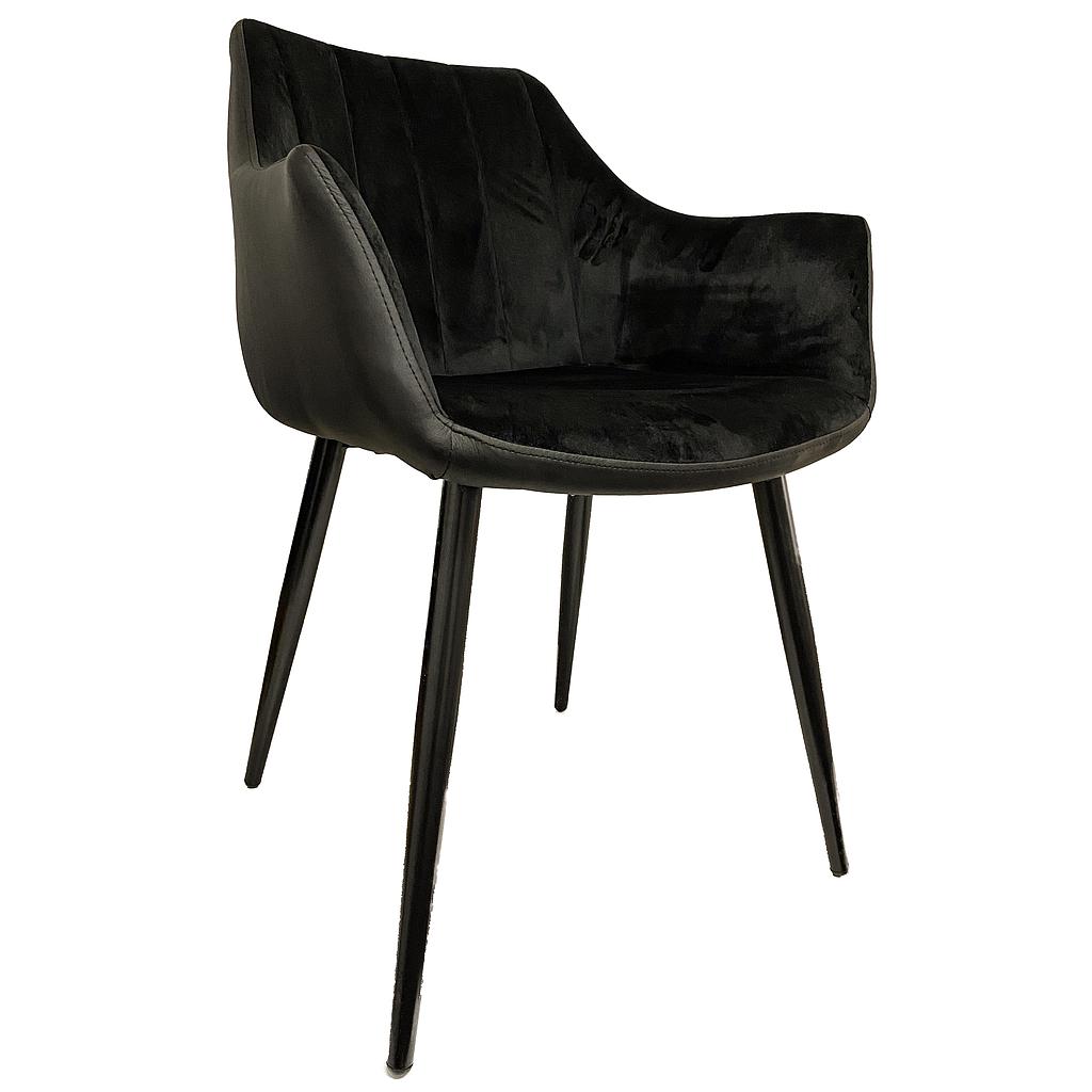 SILLA VINTAGE CUERINA &amp; TERCIOPELO NEGRO PATAS NEGRAS UDC8127-50