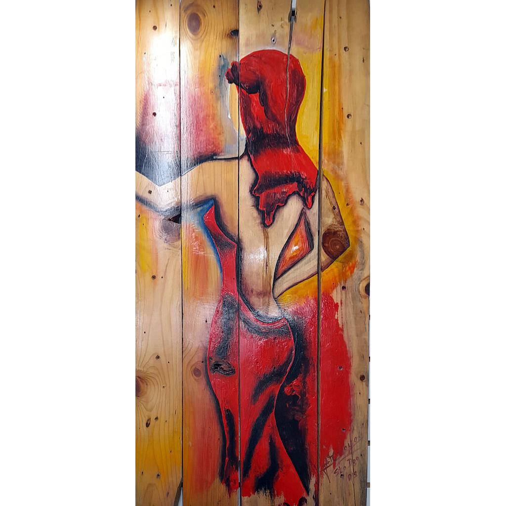 CUADRO DAMA ROJO 20231221003 (90 x 41cm)