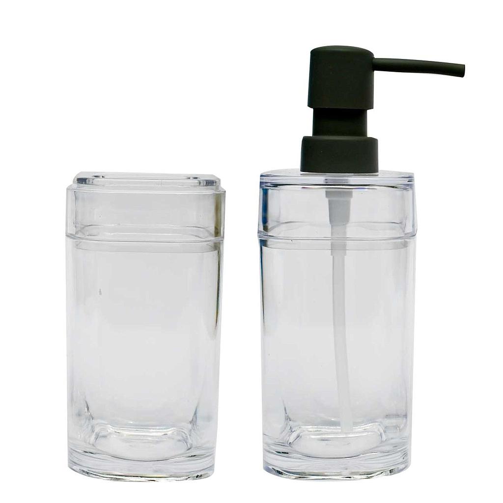 SET ACCESORIOS DE BANO TRANSPARENTE 2PZS 764436 (12 x 6.2cm / 18 x 9cm)