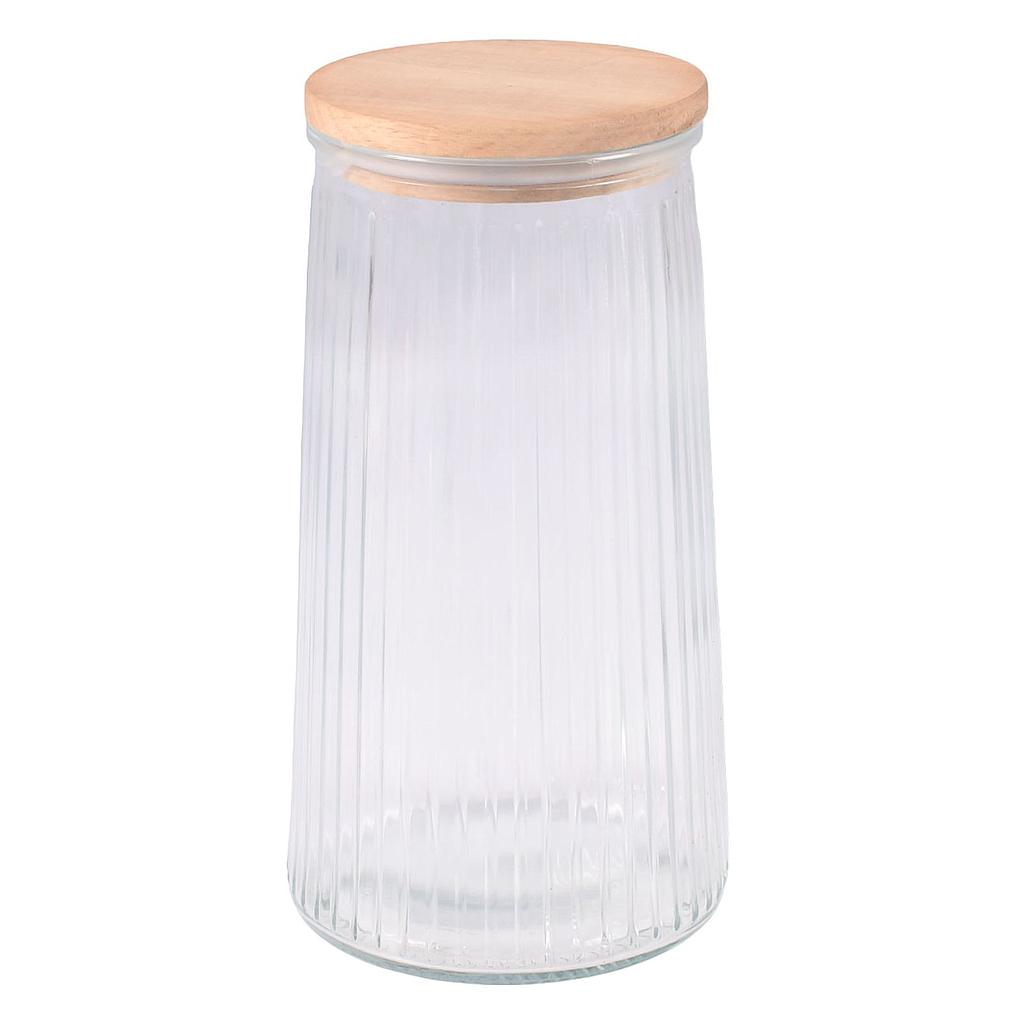 CONTENEDOR VIDRIO TAPA BAMBOO 446882 / ZF23236A (12 x 12cm)