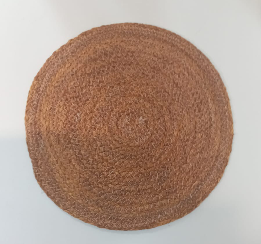 INDIVIDUAL REDONDO NATURAL  &amp; BEIGE TEJIDO IC676-2 (36cm)