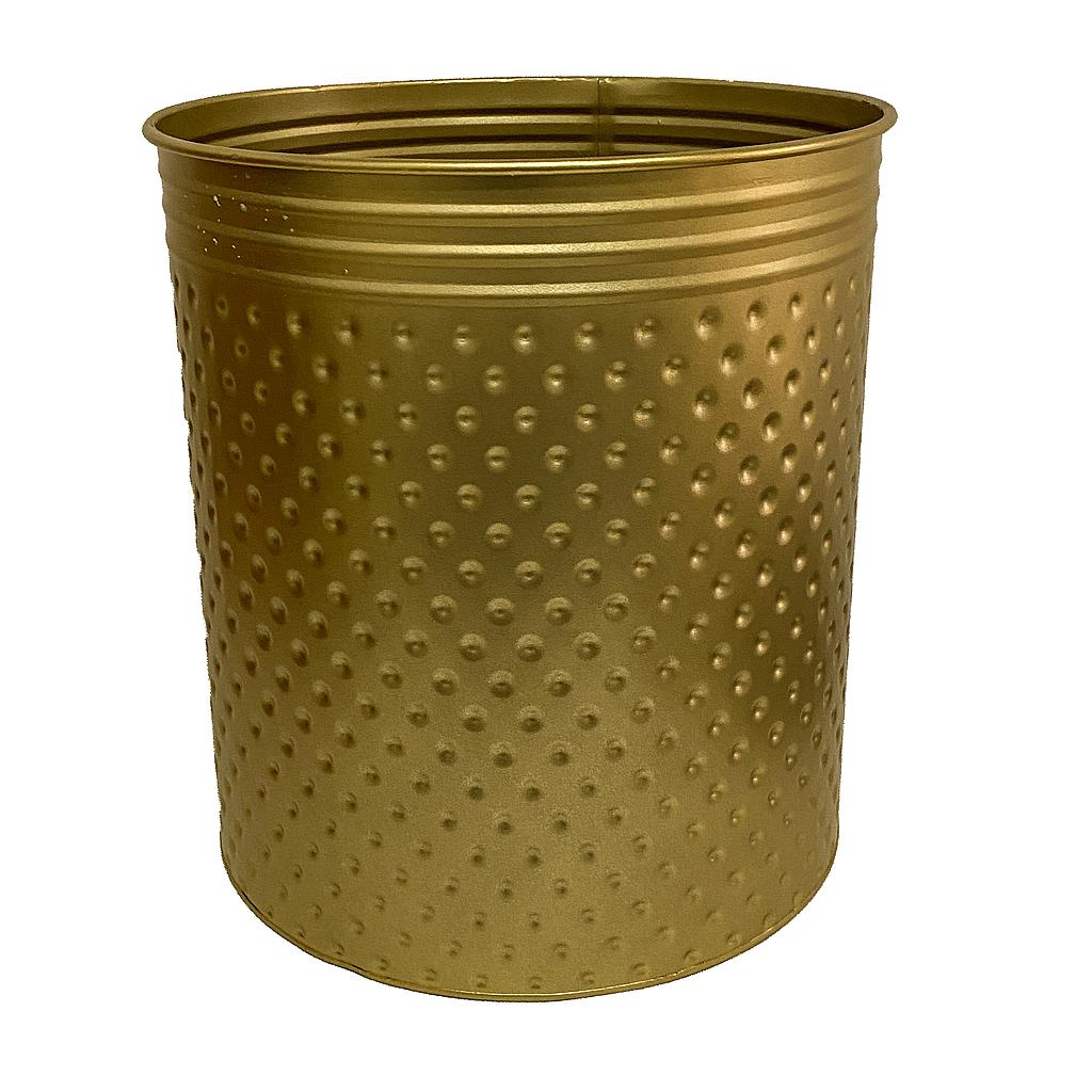 MACETA METAL MARTILLADO DORADO GRANDE CON BASE FZ3000490G (30 x 27.5cm)