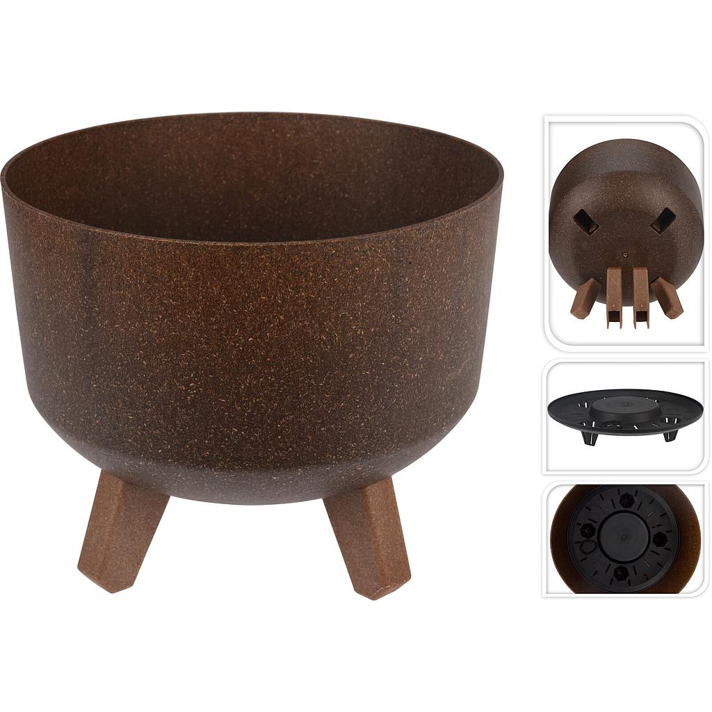 MACETA CIRCULAR CON PATAS MARRON Y89300280 (23.8 x 18.7cm)