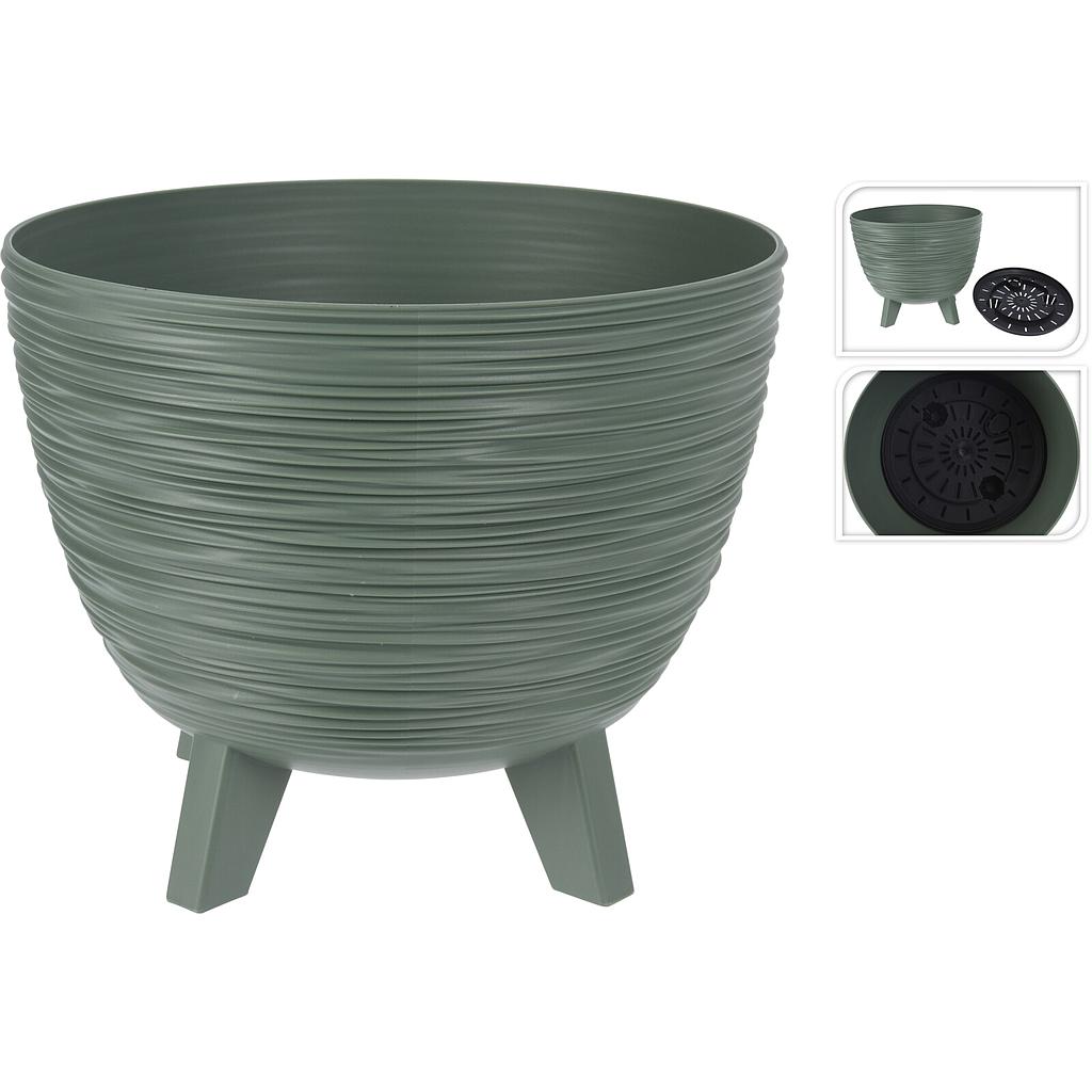 MACETA CIRCULAR CON PATAS VERDE Y89300320 (23.6 x 19.5cm)