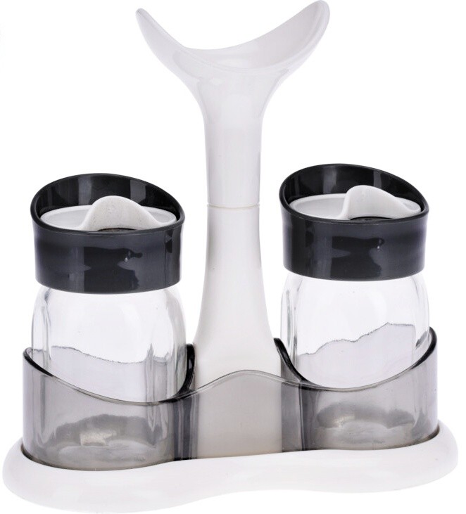 SET SALERO / PIMENTERO CON SOPORTE 2PZS 24000920 (14 x 6 x 15cm / 80ml)