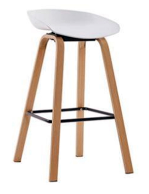 TABURETE NEWARK BAJO BLANCO PATAS NATURAL A-88-BLB (65cm)