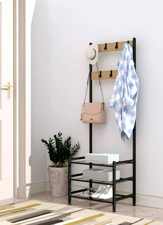 PERCHERO CON ZAPATERA INDUSTRIAL YMJ6040175DG (60 x 40 x 175cm)