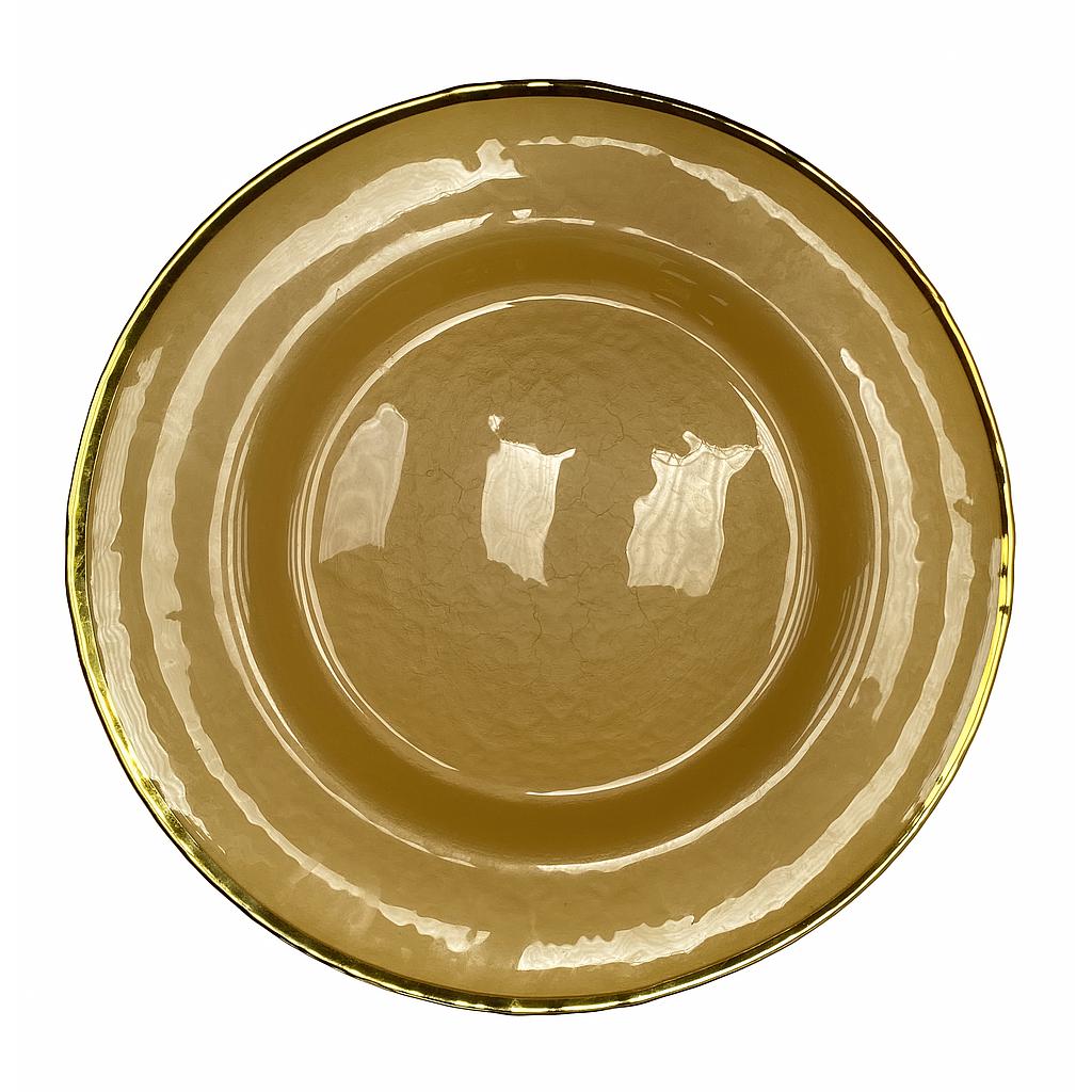 PLATO BASE VIDRIO BEIGE FILO DORADO IC81072194