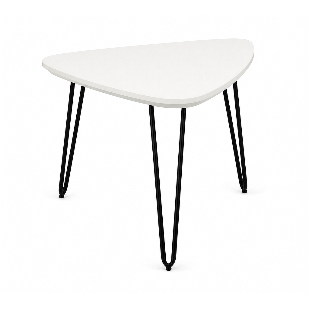 MESA AUXILIAR SNOW TRIANGULAR BLANCO PATAS NEGRAS GCT622-2PRMD