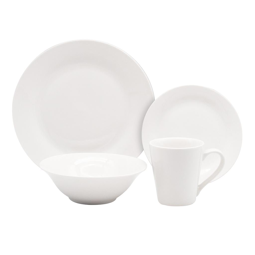 VAJILLA PORCELANA REDONDA BLANCA 16PZS M35799