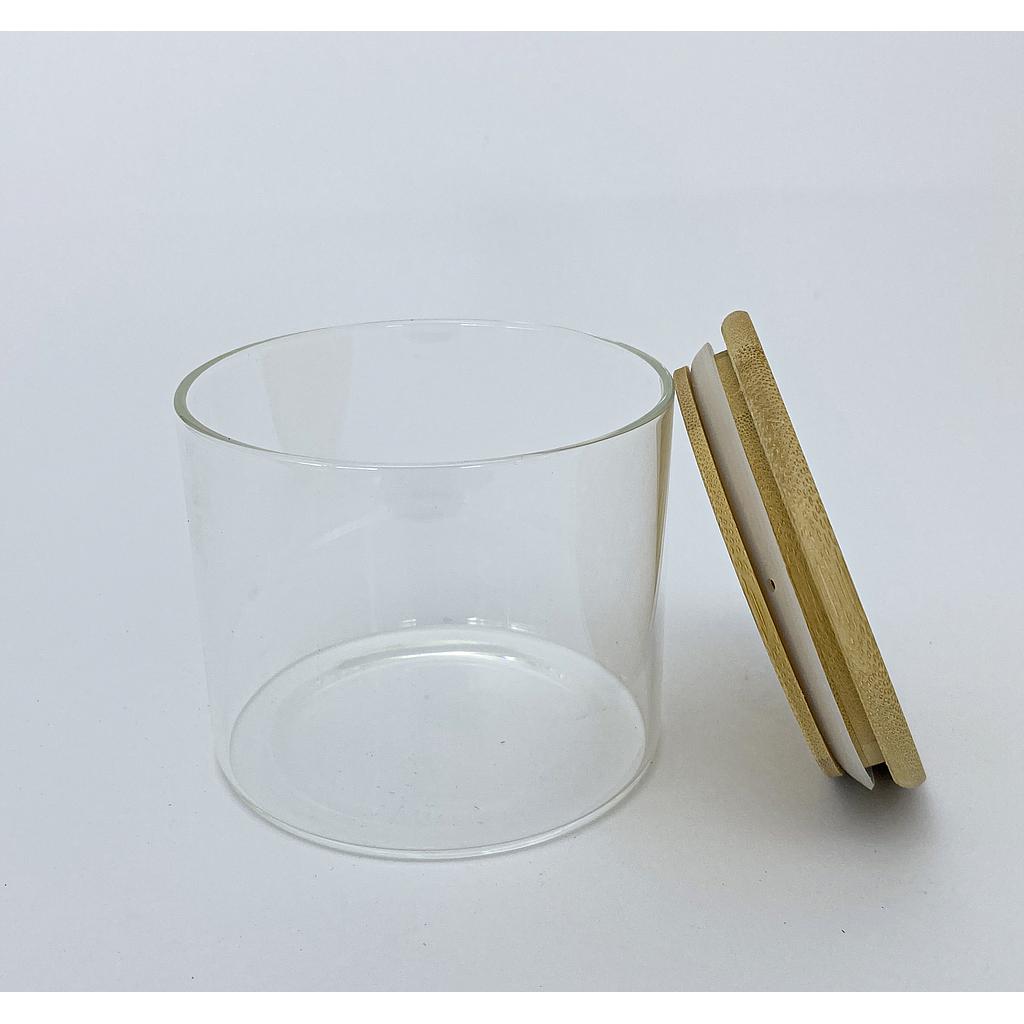 CONTENEDOR DE VIDRIO TAPA BAMBOO 4HM37-7 / 4HM37-6 (10 x 8cm)