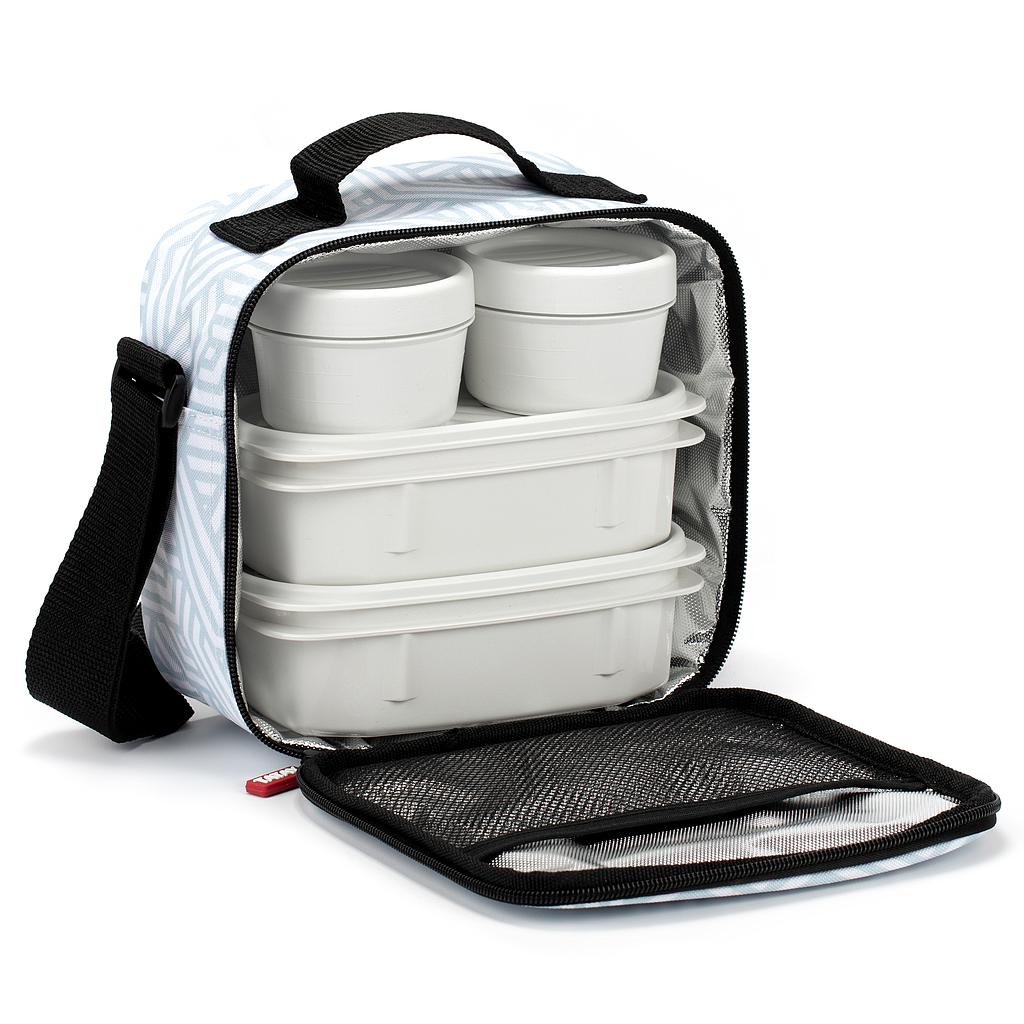 LONCHERA Y CONTENEDOR ALIM. URBAN FOOD GEOMETRICO 5PZS 1167525 (22.5 x 10 x 22cm)