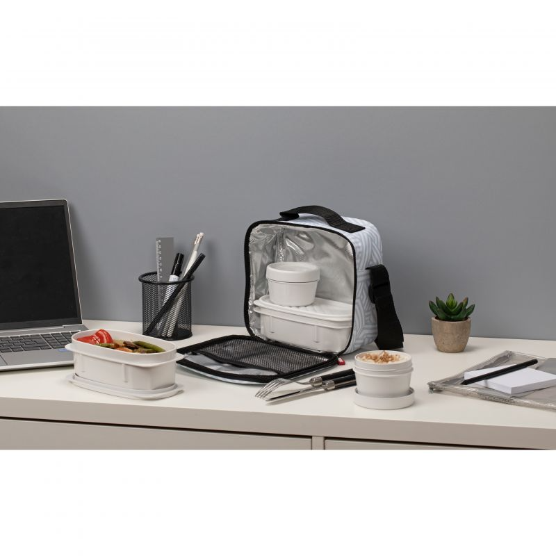 LONCHERA Y CONTENEDOR ALIM. URBAN FOOD GEOMETRICO 5PZS 1167525 (22.5 x 10 x 22cm)