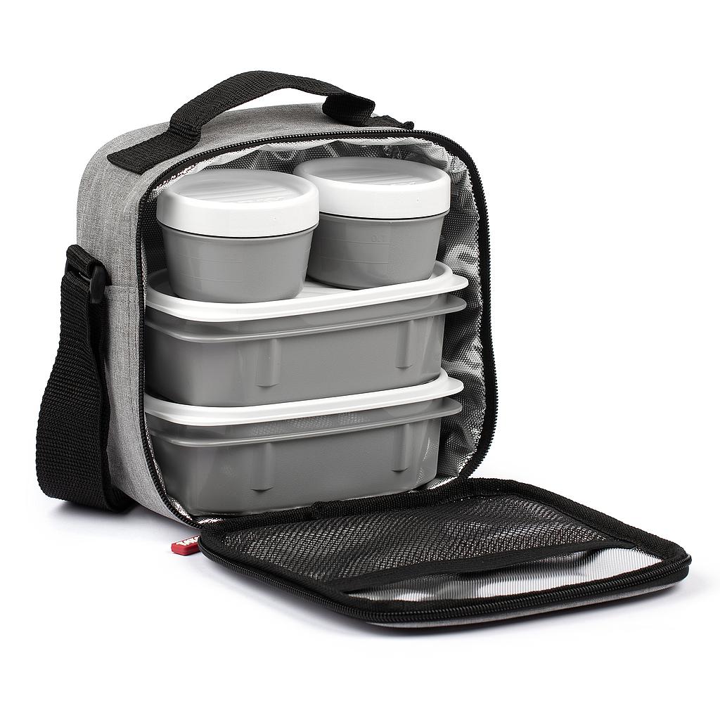 LONCHERA Y CONTENEDOR ALIM. URBAN FOOD GRIS OSCURO 5PZS 1167526 (22.5 x 10 x 22cm)
