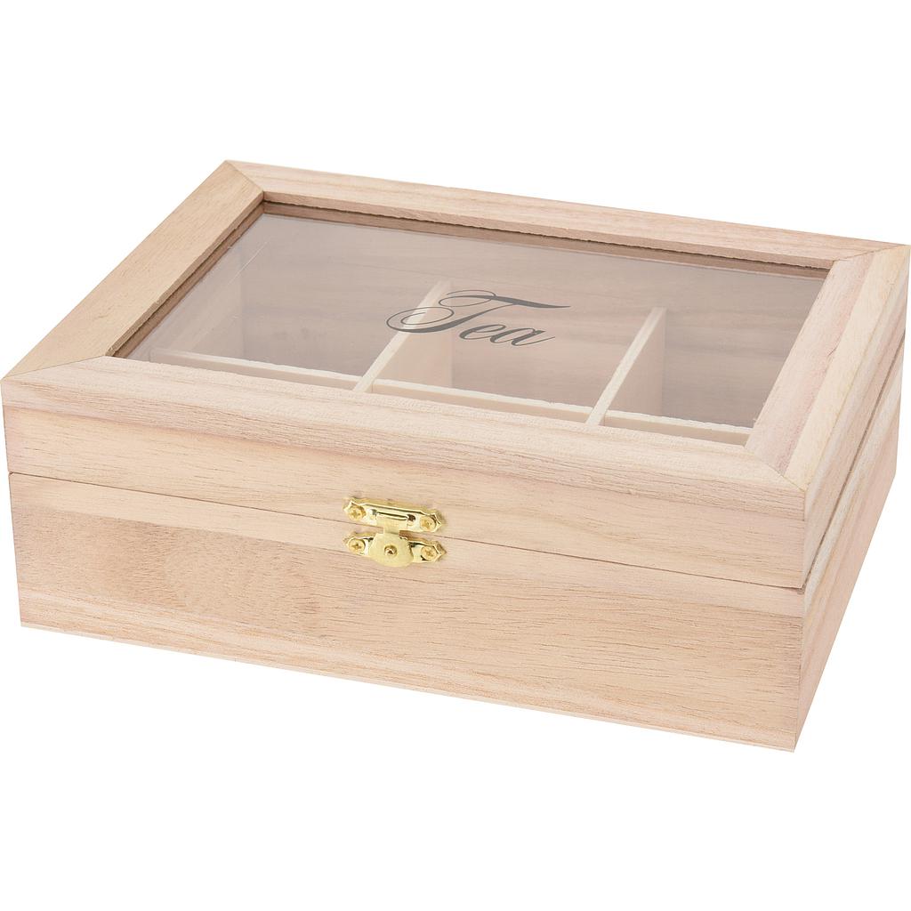 CAJA PARA SOBRES DE TE MADERA NATURAL C37565510 (21 x 16 x 8cm)