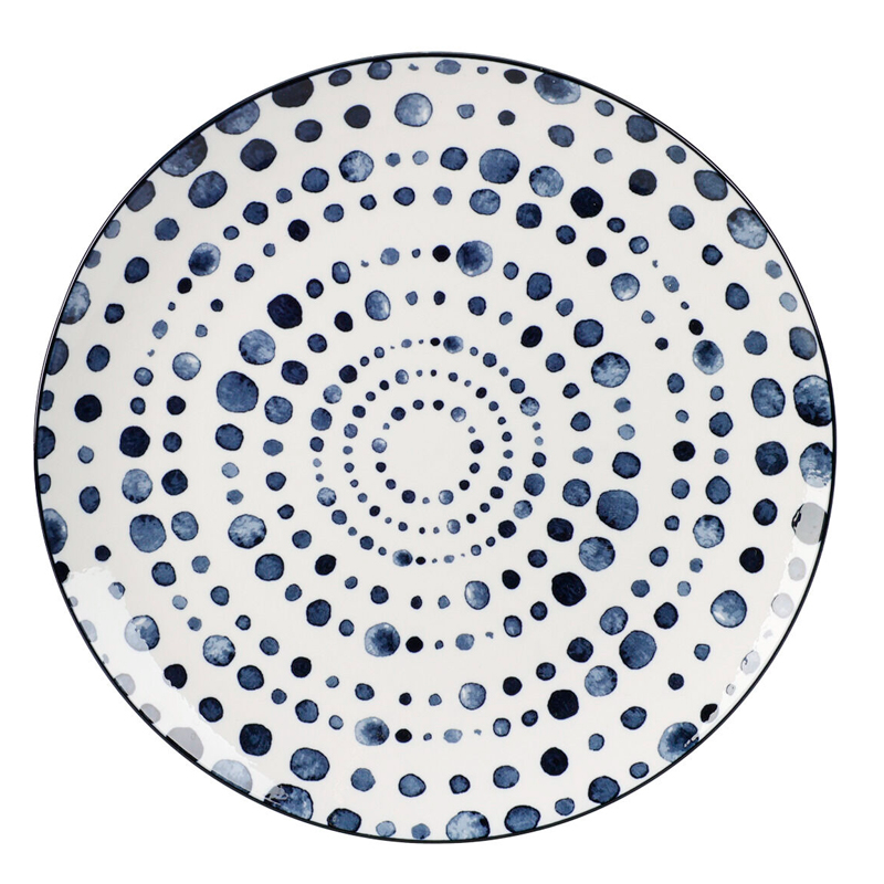 PLATO TENDIDO PORCELANA DISEÑO BOLITAS AZULES Q96000800A (27cm)
