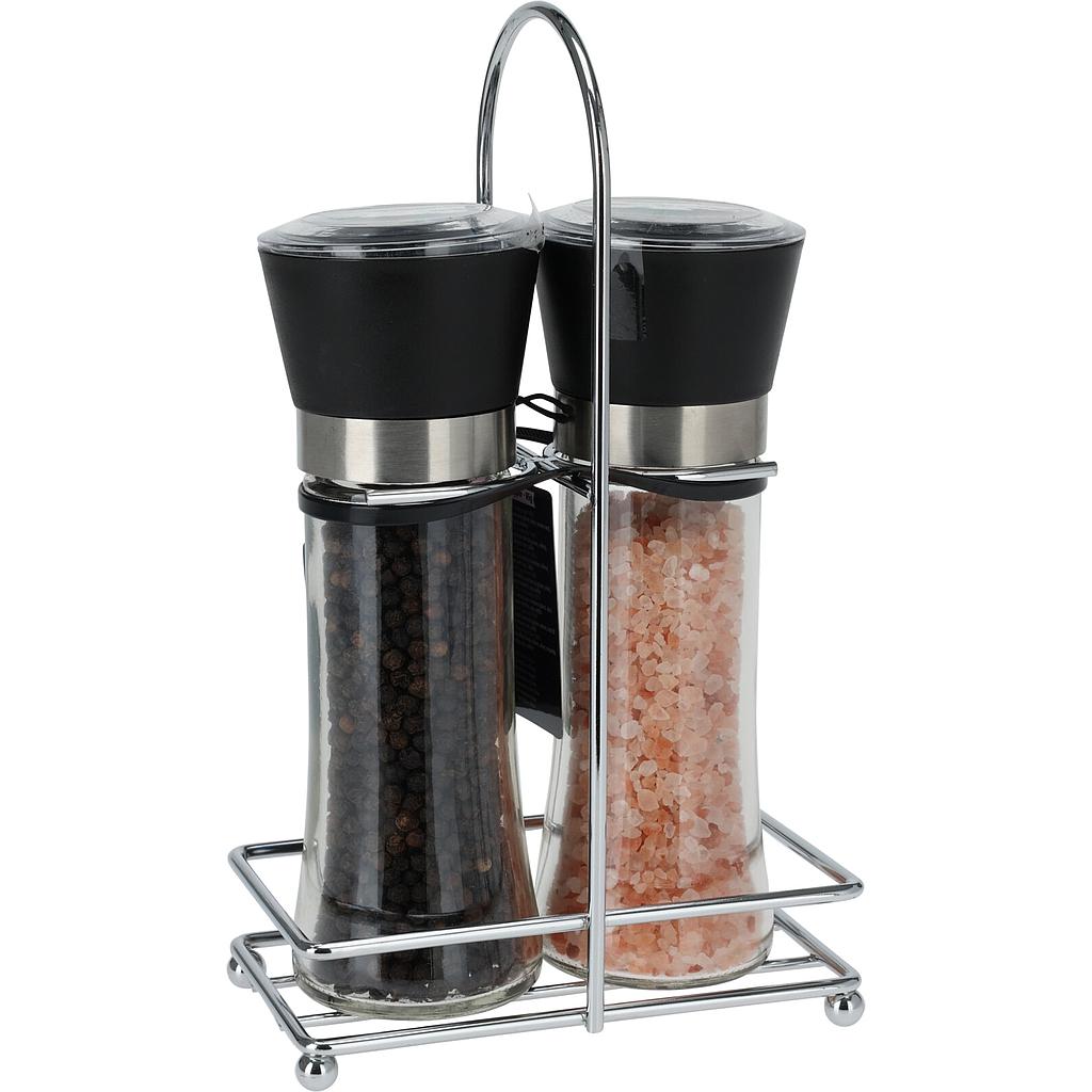 SET SALERO Y PIMENTERO VIDRIO CON STAND 856000810 