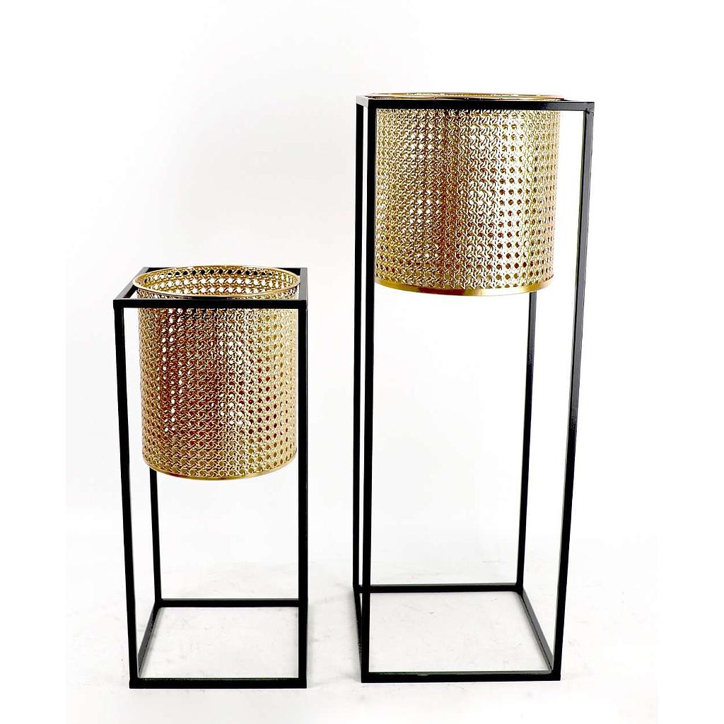 SET PORTAMACETAS ADRIA METALICO F23674 (25 x 70cm / 22 x 48cm)