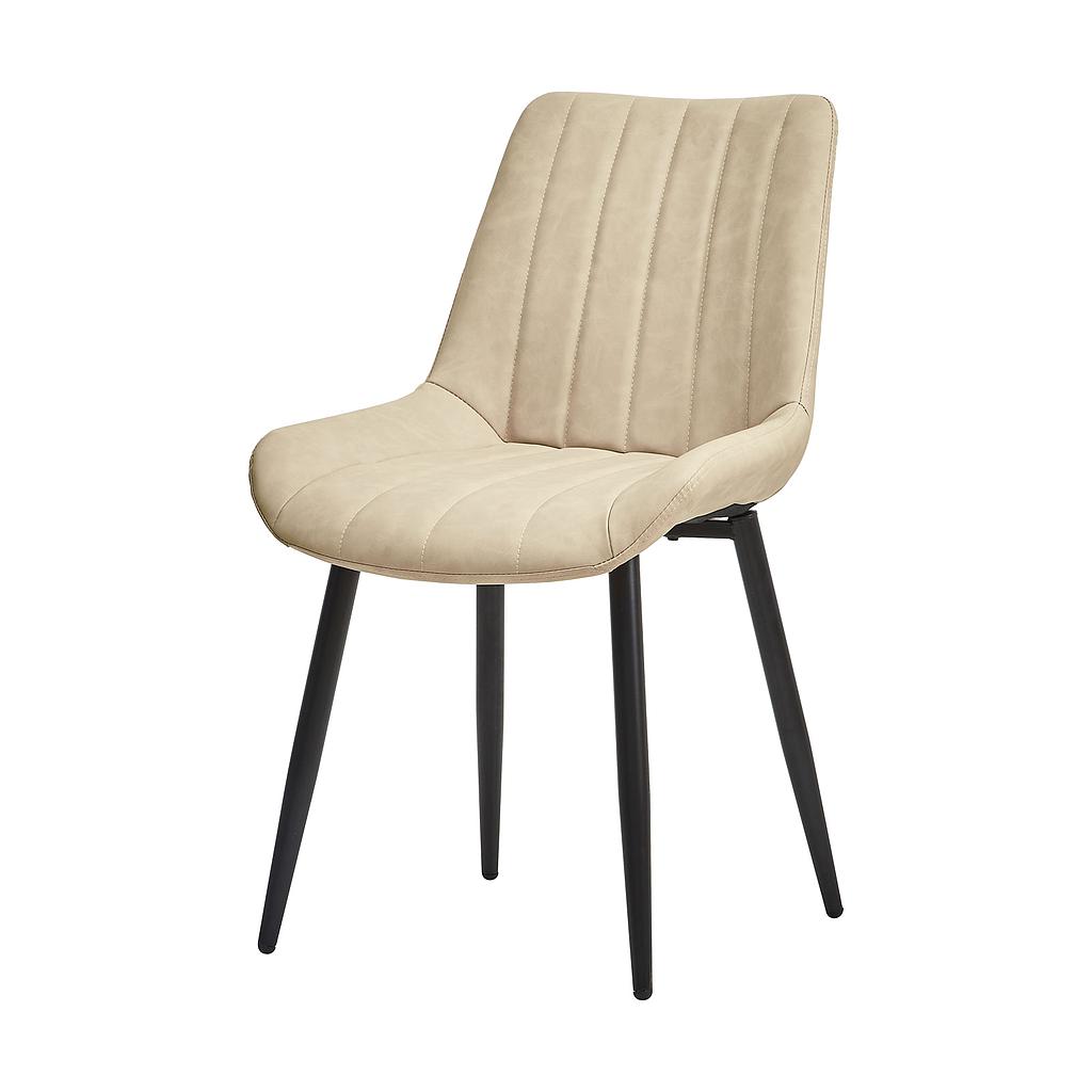 SILLA CHESTER CUERINA BEIGE PATA NEGRO REDONDA UDC8124-RU-16 (51 x 87.5 x 45cm)