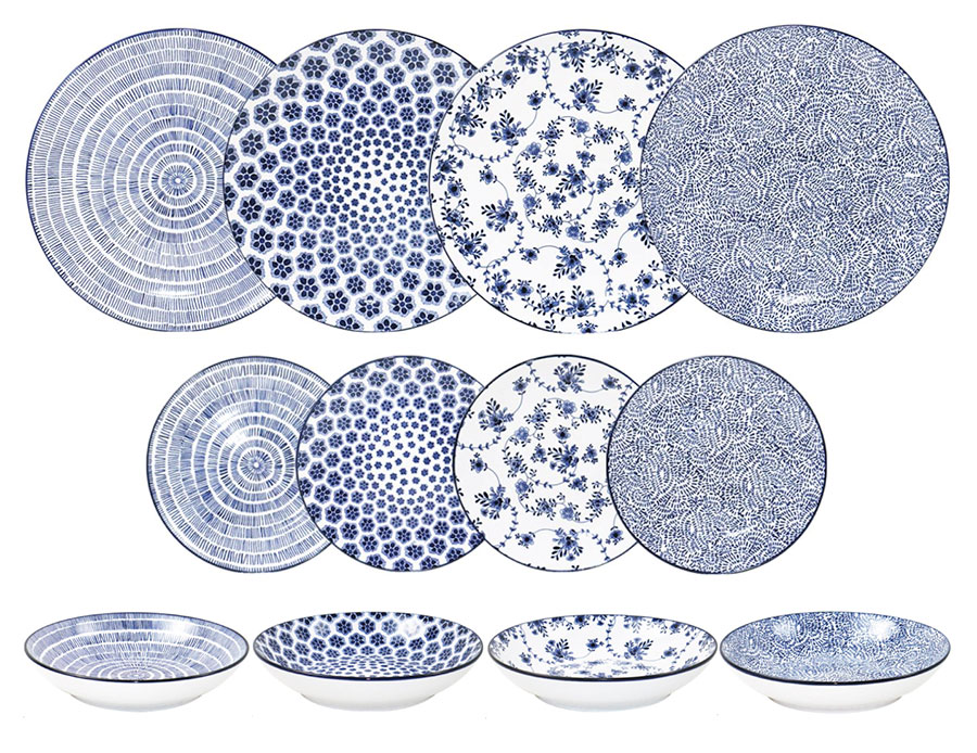 SET PLATOS ARMONIA AZUL 12PZS IB 691700 (19cm - 20cm - 26.8cm)