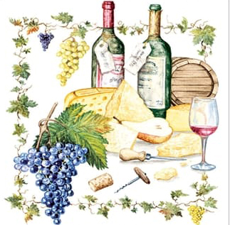 SERVILLETAS DISEÑO WINE AND CHEESE 20PZS 13306815 (33 x 33cm)