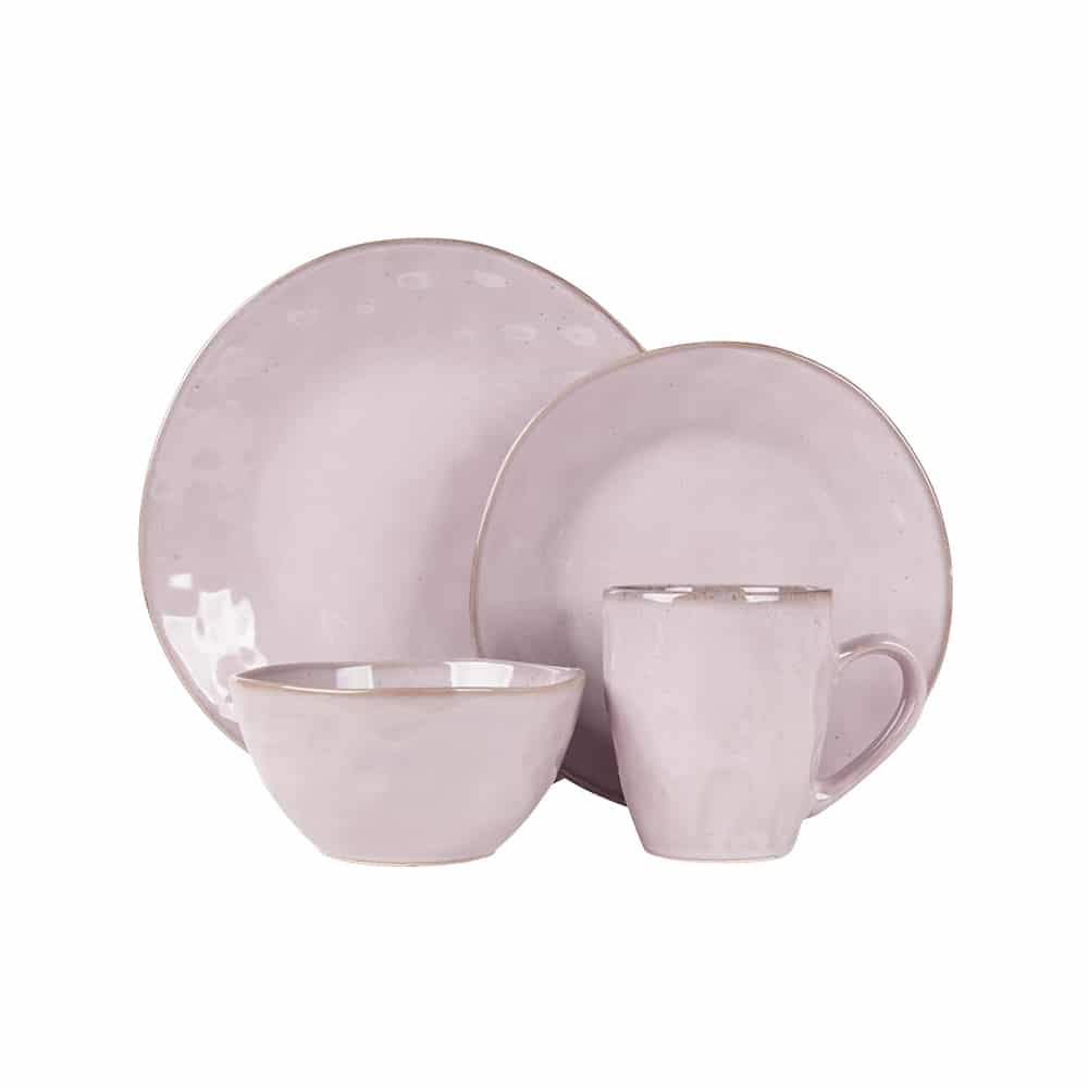 JUEGO VAJILLA CONTEMPORANEO ROSADO 16PZS M34010