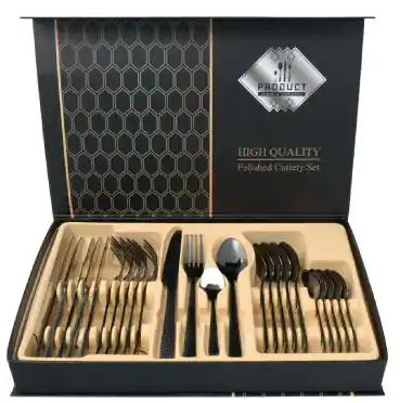 JUEGO CUBIERTOS NEGRO ACERO INOX 24PZS 339232 / ES28170